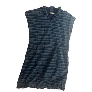Seasalt Cornwall Alys Dress Blue Stripes Short Sleeve Pockets Collar Size 16‎